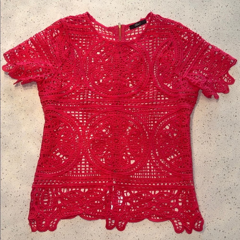 Elegant Red Lace Women Top